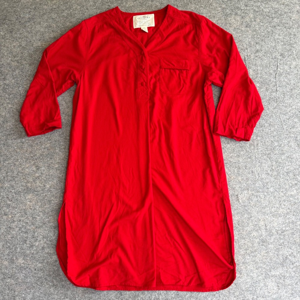 Vintage Victoria's Secet Nightgown Women's Small Henley Red Flannel